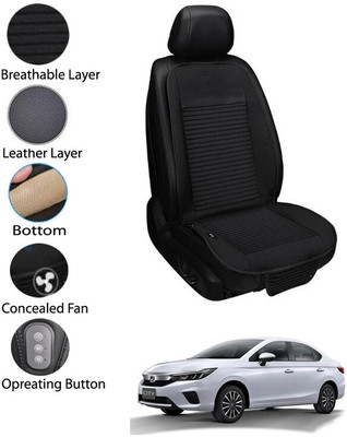 AYW Leather Seating Pad For  Honda City(Front Seat Black)