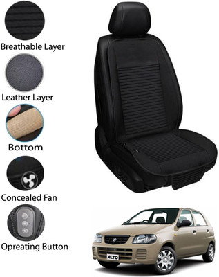 MATIES Leather Seating Pad For  Maruti Suzuki Alto(Front Seat Black)
