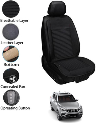 MATIES Leather Seating Pad For  MAHINDRA Universal For Car(Front Seat Black)