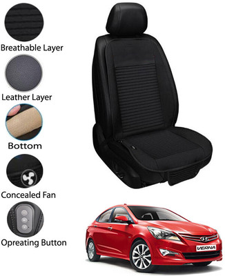 MATIES Leather Seating Pad For  HYUNDAI Verna(Front Seat Black)
