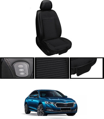 RKPSP Leather Seating Pad For  Skoda Octavia(Front, Back Black)