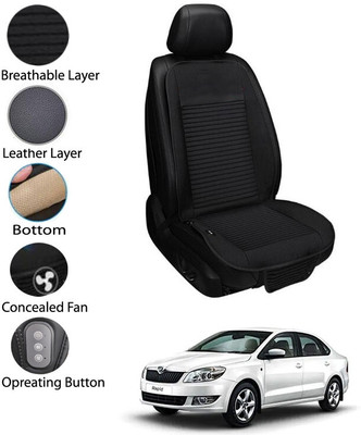 AYW Leather Seating Pad For  Skoda Rapid(Front Seat Black)