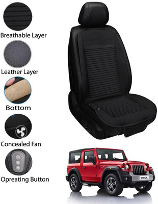 AYW Leather Seating Pad For  MAHINDRA Thar(Front Seat Black)