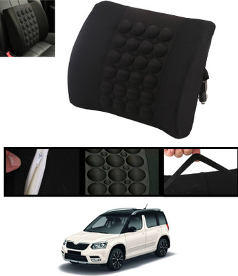 AYW Black Nylon Car Pillow Cushion for Skoda(Square, Pack of 1)
