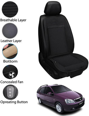 MATIES Leather Seating Pad For  Tata Indigo Marina(Front Seat Black)