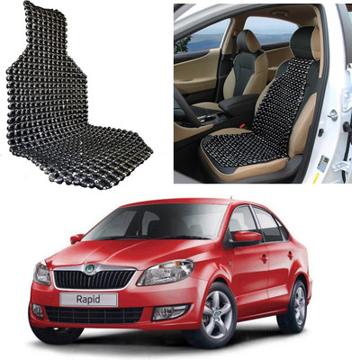 Oshotto Wooden Bead Seating Pad For  Skoda Rapid(Front Seats Black)