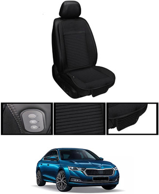 MSNP Leather Seating Pad For  Skoda Octavia(Front seats, Black Seat Black)