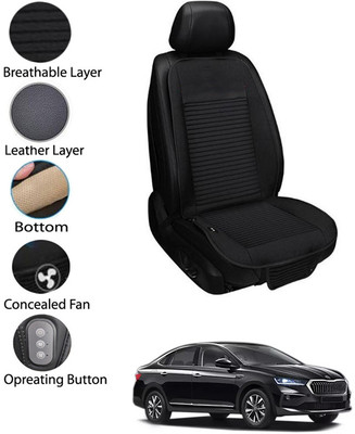 MATIES Leather Seating Pad For  Skoda Universal For Car(Front Seat Black)
