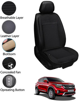 AYW Leather Seating Pad For  Kia Universal For Car(Front Seat Black)