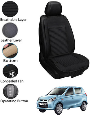 AYW Leather Seating Pad For  Maruti Suzuki Alto 800(Front Seat Black)