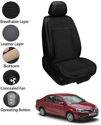 MATIES Leather Seating Pad For  Toyota Etios(Front Seat Black)