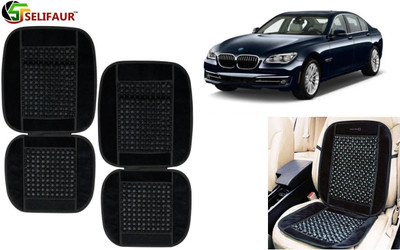HANSHIKA ENTERPRISES Velvet, Wooden Bead Seating Pad For  BMW 7 Series(Front Seats, Back Seats, Office Chair Black)