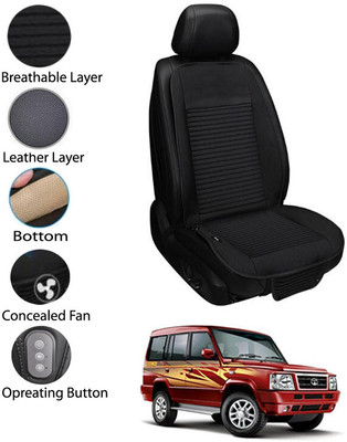 AYW Leather Seating Pad For  Tata Sumo(Front Seat Black)
