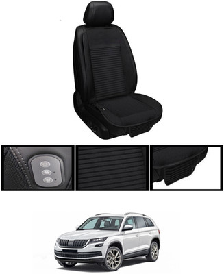 MSNP Leather Seating Pad For  Skoda Universal For Car(Front seats, Black Seat Black)