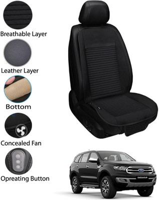 MATIES Leather Seating Pad For  Ford Endeavour(Front Seat Black)
