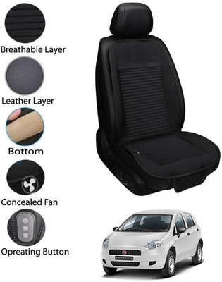 AYW Leather Seating Pad For  Fiat Punto(Front Seat Black)