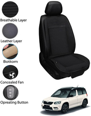 AYW Leather Seating Pad For  Skoda Universal For Car(Front Seat Black)