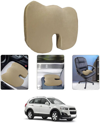 MATIES Leather Seating Pad For  Chevrolet Captiva(All Vehicle, Wheel Chair, Office, Travel, Home, Study Table Black Beige)