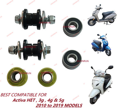 AMONRUN Link & Cushion Bush & Front Drum Bearings For Activa HET/3G/4G/5G (2010 to 2019) Foot Rest(Black, Green)
