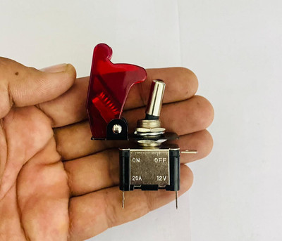 AUTO MT RED Toggle Switch with Aircraft Safety Cover 20A ON/Off LED Light Illuminated Spring Leaf(Car)