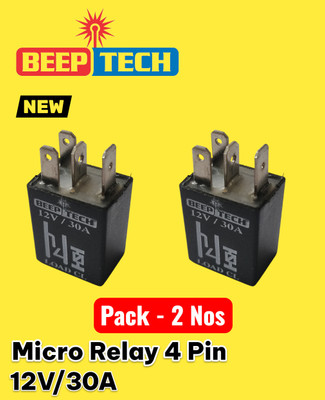 BEEPTECH Universal Micro Relay 4 Pin 12V/30A for All Bikes & Cars Pack of 2 Nos Vehicle Starter Motor