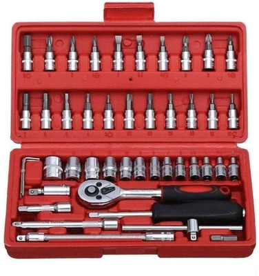 XBEY 46 in 1 Pcs Tool Kit with Screwdriver & Socket Set Vehicle Tool Kit