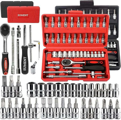 Yugam 46 Pc Tool Set with Ratchet Socket Wrench Kit for DIY, Auto & Household Repairs Vehicle Tool Kit