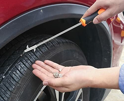 rasdion 2 in 1 Car Tire Stone Cleaning Hook, Tire Groove Stones Removing Tool Vehicle Tool Kit