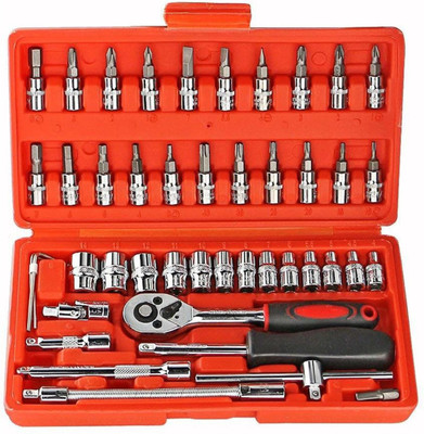 ravya enterprises 46 in 1 Pcs Tool Kit | Socket Wrench Set, Spanner Set & Screwdriver Kit Vehicle Tool Kit