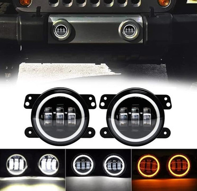 Auto MT 2PC Fog Lamp 4 Inch 60W 8000lm Yellow Drl Ring Turn Indicator Universal Fitting Fog Lamp Car LED (12 V, 24 W)(Universal For Car, Pack of 1)