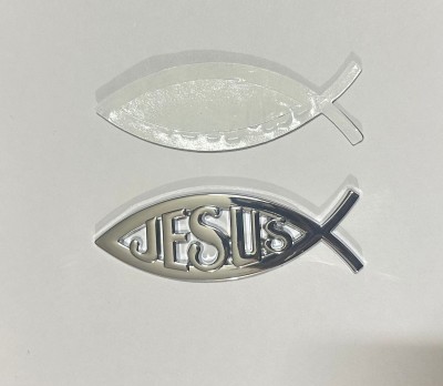 Auto MT Jesus Fish Chrome Christian Logo 10 x 3cm Metal Car Emblem Sport Sticker Vehicle Tool Kit