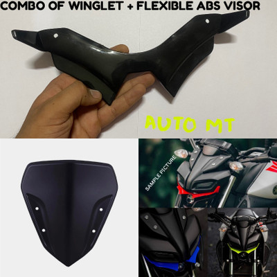 Auto MT ABS Windscreen Wind Deflector Short Visor + MT 15 black Winglet for Yamaha MT15 Vehicle Tool Kit