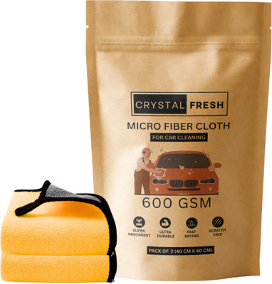 CRYSTALFRESH Microfiber Vehicle Washing  Cloth(Pack Of 2, 600 GSM)