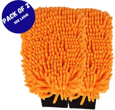 Amcare Microfiber Vehicle Washing  Washing Mitt Hand Glove(Pack Of 2, 1700 GSM)