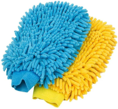 Hoodinter Microfiber Vehicle Washing  Hand Glove(Pack Of 2, 800 GSM)