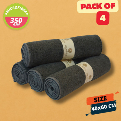 MUSHIES Microfibre 350 GSM Cleaning Cloths (Grey, 4 Pcs, 60x40 cm) Wet and Dry Microfiber Cleaning Cloth(4 Units)