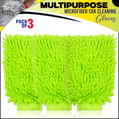 MIKANIX Microfiber Vehicle Washing  Hand Glove(Pack Of 3, 1700 GSM)
