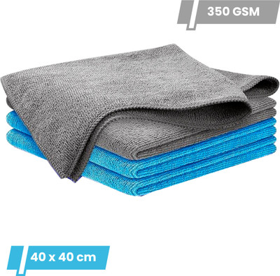 MICROSHINE Microfiber Vehicle Washing  Cloth(Pack Of 4, 350 GSM)