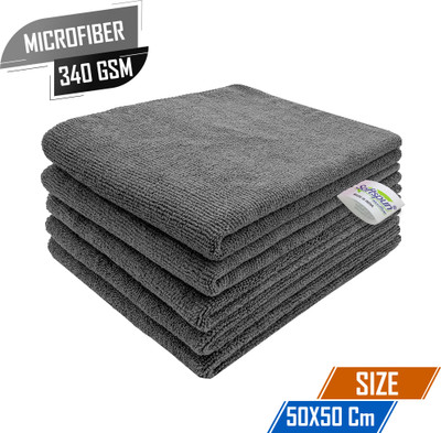 SOFTSPUN Microfiber Vehicle Washing  Cloth(Pack Of 5, 340 GSM)