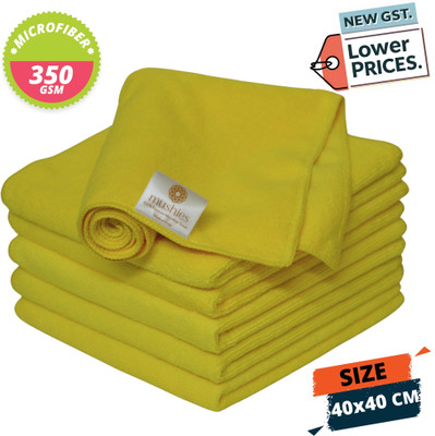 MUSHIES Microfiber Vehicle Washing  Cloth(Pack Of 6, 350 GSM)