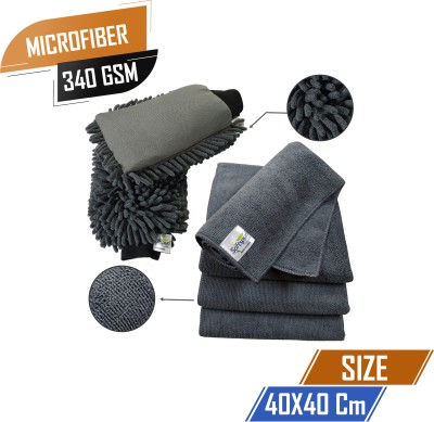 SOFTSPUN Microfiber Vehicle Washing  Cloth(Pack Of 6, 340 GSM)
