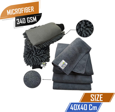 SOFTSPUN Microfiber Vehicle Washing  Cloth(Pack Of 6, 340 GSM)