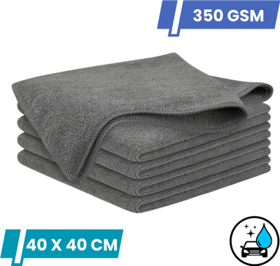 MICROSHINE Microfiber Vehicle Washing  Cloth(Pack Of 5, 350 GSM)