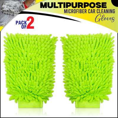 BRXR Microfiber Vehicle Washing  Hand Glove(Pack Of 2, 1700 GSM)