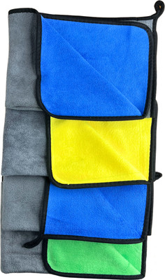 Hoodinter Microfiber Vehicle Washing  Cloth(Pack Of 4, 500 GSM)
