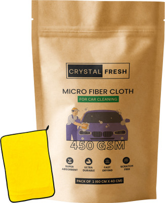 CRYSTALFRESH Microfiber Vehicle Washing  Cloth(Pack Of 1, 450 GSM)