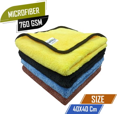 SOFTSPUN Microfiber Vehicle Washing  Cloth(Pack Of 4, 760 GSM)