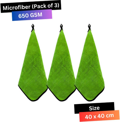 KLEAR Microfiber Vehicle Washing  Cloth(Pack Of 3, 650 GSM)