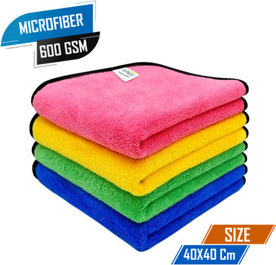 SOFTSPUN Microfiber Vehicle Washing  Cloth(Pack Of 4, 600 GSM)