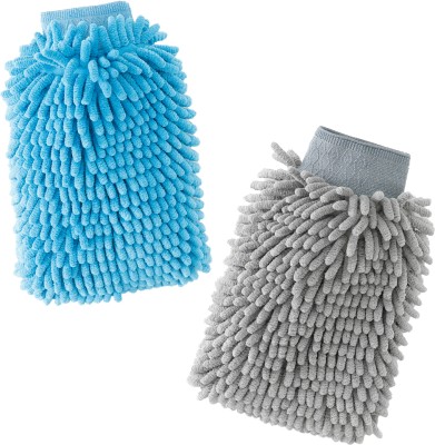 CARBINIC Microfiber Vehicle Washing  Washing Mitt Hand Glove(Pack Of 2, 1000 GSM)